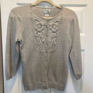 Tabitha Anthropologie Frey Cardigan embroidered size medium